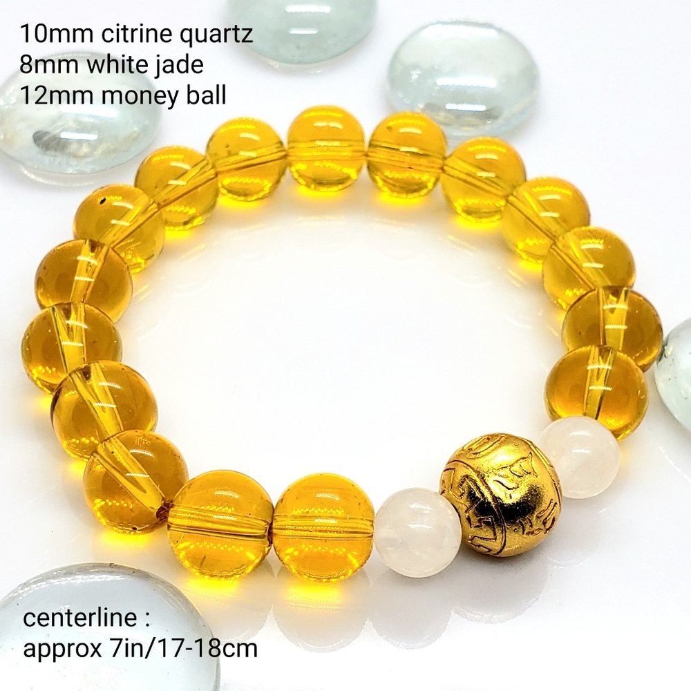 Handcrafted Citrine Quartz natural stone stretch bracelet